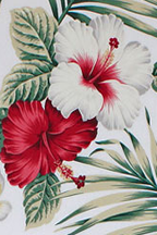 Bird of paradise, plumeria, monstera ferns, palm fronds and hibiscus.