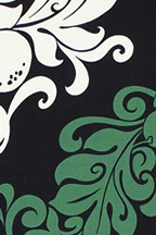 Diagonal. Pareo-style kukui nuts, ferns and vines