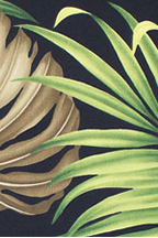 Hawaiian Tropical fabrics Monstera ferns and palm fronds.