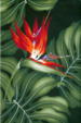 10ekahi Bird of paradise flowers & leafy, apparel cotton, Hawaiian vintage style fabric 