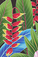 10ho' oni - Vintage Style Hawaiian Large scale, colorful hibiscus, heliconia, 
				and various tropical ferns and leaves, on a cotton poplin apparel fabric.