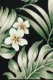 Monstera and palm fronds with plumeria flowers., Hawaiian vintage style fabric.