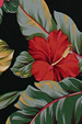 Pau Hana Black, hibiscus, Barkcloth Non-Upholstery - Hawaiian vintage style fabric