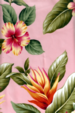 14wehi  Bird of paradise flowers, hibiscus & plumeria, apparel cotton, Hawaiian vintage style fabric 