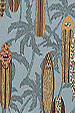 20surfsup surfboards, and palm trees on a slate blue reversible apparel cotton, Hawaiian vintage style fabric.