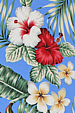 20wili plumeria, hibiscus bird of paradise, apparel cotton, tropical Hawaiian vintage style fabric
