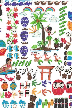 30nakeke Barkcloth Hawaii Fabrics - Vintage Style Hawaiian Fabrics Hula 
		Girls and other fun characters on cotton poplin apparel fabric.