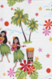 30pa 'a 'aina, Sixties hula girl, Plumeria flowers on cotton poplin apparel fabric