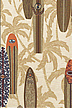 30surfsup surfboards, and palm trees on a slate blue reversible apparel cotton, Hawaiian vintage style fabric.
