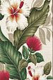 30umeke Tropical Hawaiian Panel. Realistically rendered hibiscus and lehua flowers, ferns and leaves.  - cotton barkcloth fabric, Hawaiian vintage style fabric.