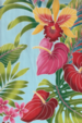 80eueu Tropical Hawaiian anthurium, orchid and plumeria flowers on an apparel.