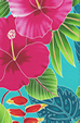 80ho' oni - Vintage Style Hawaiian Large scale, colorful hibiscus, heliconia, 
				and various tropical ferns and leaves, on a cotton poplin apparel fabric.