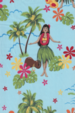 80pa 'a 'aina, Sixties hula girl, Plumeria flowers on cotton poplin apparel fabric