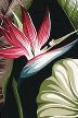 Bird Of Paradise Black Barkcloth Upholstery orchids - Hawaiian vintage style fabric