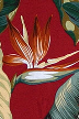 Bird Of Paradise Burgundy  Barkcloth Upholstery orchids - Hawaiian vintage style fabric