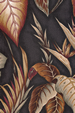Makaii Black Barkcloth Upholstery - leafy, Cuban, Hawaiian vintage style fabric