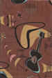 Jetson Retro, brown, vintage Boomerang, abstract, atomic, ukulele, motifs on a cotton canvas fabric.