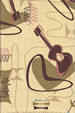 Jetson Retro, yellow, vintage Boomerang, abstract, atomic ukulele on a nubby barkcloth