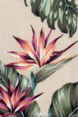 Mohala Tropical Hawaiian Bird Of Paradise Flowers on bark crepe textured bark cloth fabric