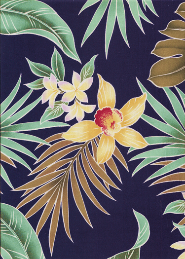 20aunaki Tropical Hawaiian orchid & plumeria flowers, cotton apparel fabric