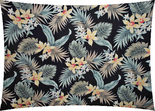 10aunaki Tropical Hawaiian orchid & plumeria flowers, cotton apparel fabric.