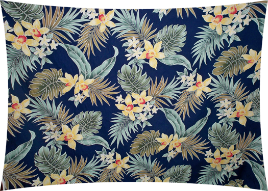 20aunaki Tropical Hawaiian orchid & plumeria flowers, cotton apparel fabric.