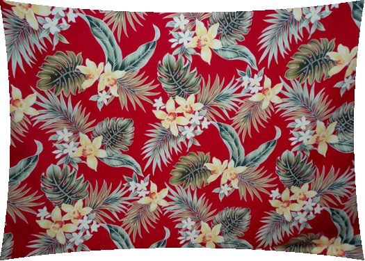 40aunaki Tropical Hawaiian orchid & plumeria flowers, cotton apparel fabric.