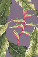 11palule Tropical Heliconia flowers, banana leaf, apparel cotton, Hawaiian vintage style fabric.