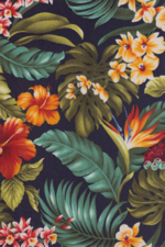 20moha vintage Hawaiian flowery fabric on apparel cotton fabric.