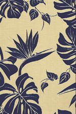 50birdmonstera  44/45 Wide,  Tropical Hawaiian bird of paradise flowers on an apparel.