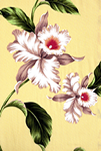 50'okika Barkcloth Hawaii - Hawaiian vintage style fabric with orchid flowers - cotton broadcloth
