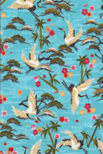 80manuu vintage Hawaiian fabric Japanese cranes fabric on apparel cotton fabric