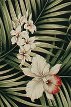 Fern Black Barkcloth Upholstery  hawaiian vintage style fabric