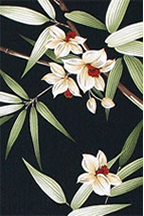 Hawaiian vintage Orchids and bamboo Upholstery Barkcloth