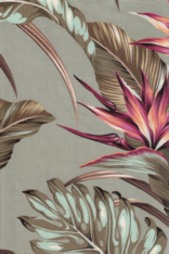 Mohala Tropical Hawaiian Bird Of Paradise Flowers on bark crepe textured bark cloth fabric
