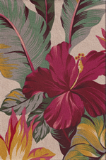 Pau hana Natural - Hibiscus & Bird Of Paradise Flowers on a cotton canvas fabric 