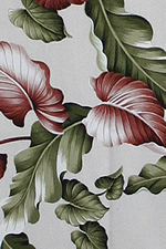 Princeville Cream - Leafy Pattern on a bark crepe textured bark cloth fabric