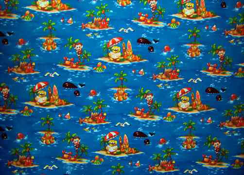 Hawaiian Fabrics - Surfboards, monkeys, whales, cats, dogs, starfish, palm trees, umbrellas