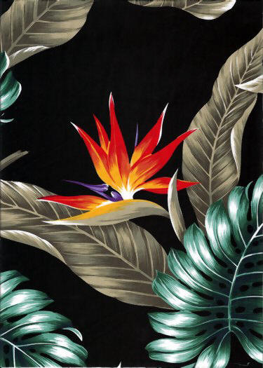 Bird Of Paradise Flowers on broadcloth apparel fabric from Barkcloth Hawaii Fabric Shop