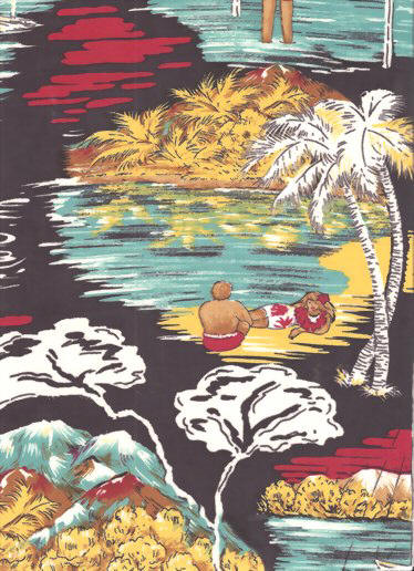 44" wide retro apparel rayon fabric from Barkcloth Hawaii Fabric Shop
