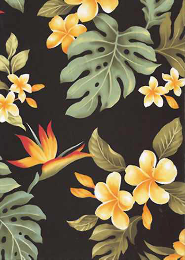 Plumeria & Bird Of Paradise Flowers on  Hawaiian fabric