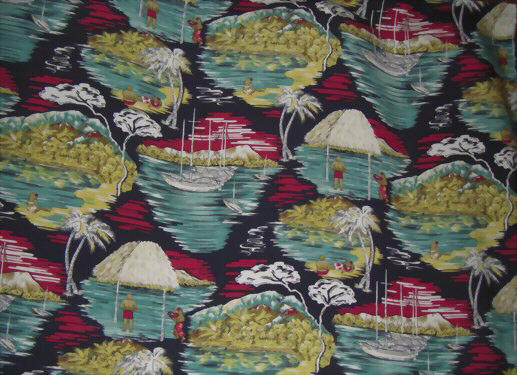 44" wide retro apparel rayon fabric from Barkcloth Hawaii Fabric Shop