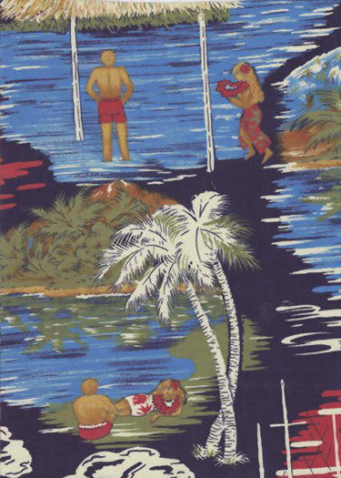 44" wide retro apparel rayon fabric from Barkcloth Hawaii Fabric Shop
