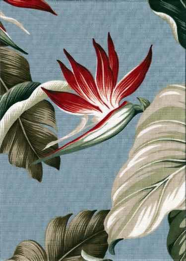 Bird of Paradise Flowers on a Leafy Wide Non-Upholstery Barkcloth