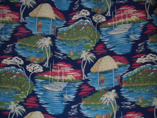 44" wide retro apparel rayon fabric from Barkcloth Hawaii Fabric Shop