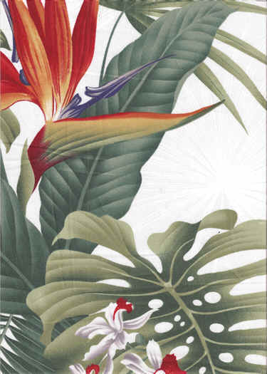 Vintage Tropical Fabrics Bird of Paradise Flowers & Monstera 