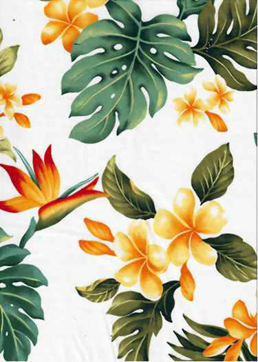 Plumeria & Bird Of Paradise Flowers on Hawaiian fabric