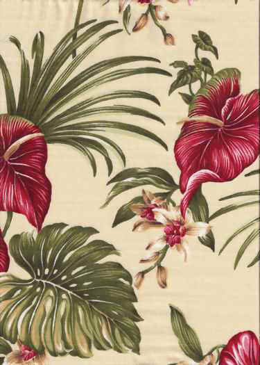 Anthurium Flowers on a non-upholstery natural cotton bark cloth fabric&nbsp;