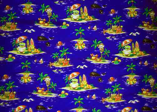 Hawaiian Fabrics - Surfboards, monkeys, whales, cats, dogs, starfish, 