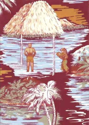 44" wide retro apparel rayon fabric from Barkcloth Hawaii Fabric Shop